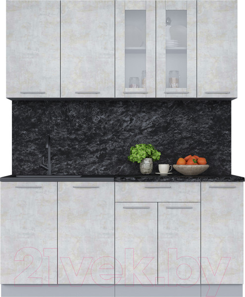 Изображение товара Кухонный гарнитур Интерлиния Мила 17 (бетон лайт/бетон лайт/кастилло темный)