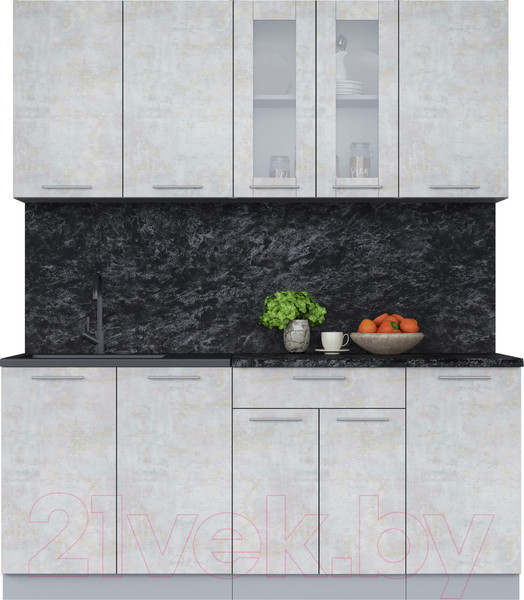 Изображение товара Кухонный гарнитур Интерлиния Мила 18 (бетон лайт/бетон лайт/кастилло темный)
