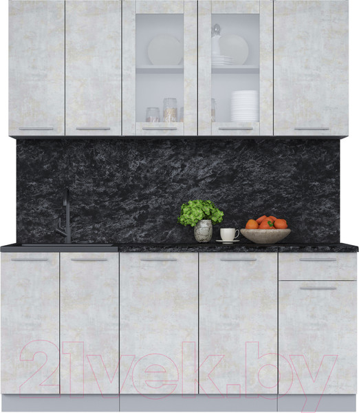 Изображение товара Кухонный гарнитур Интерлиния Мила 18-60 (бетон лайт/бетон лайт/кастилло темный)