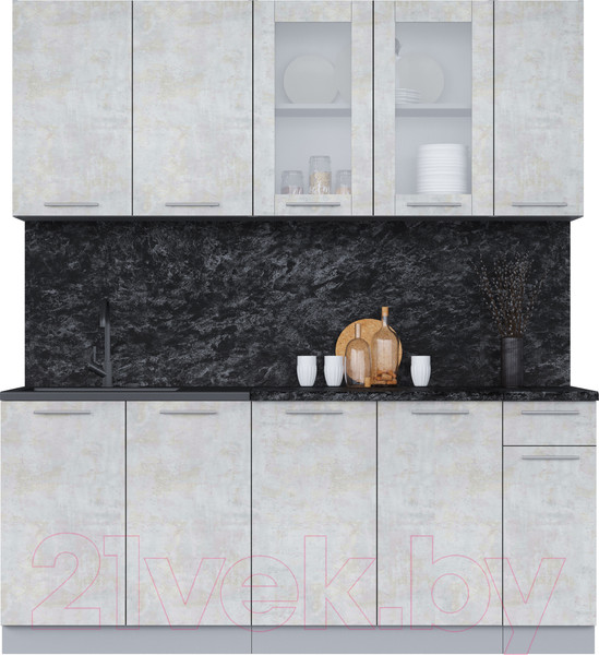 Изображение товара Кухонный гарнитур Интерлиния Мила 19 (бетон лайт/бетон лайт/кастилло темный)