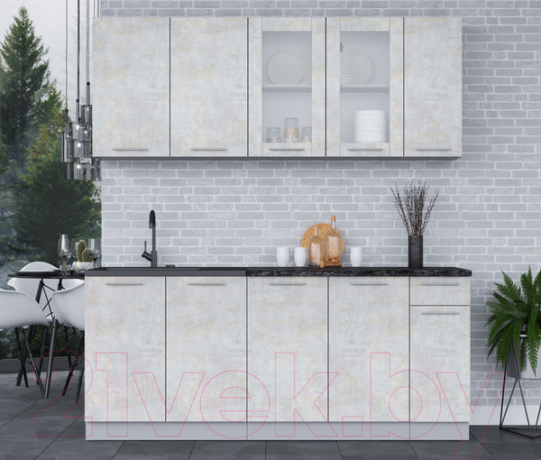 Изображение товара Кухонный гарнитур Интерлиния Мила 19 (бетон лайт/бетон лайт/кастилло темный)