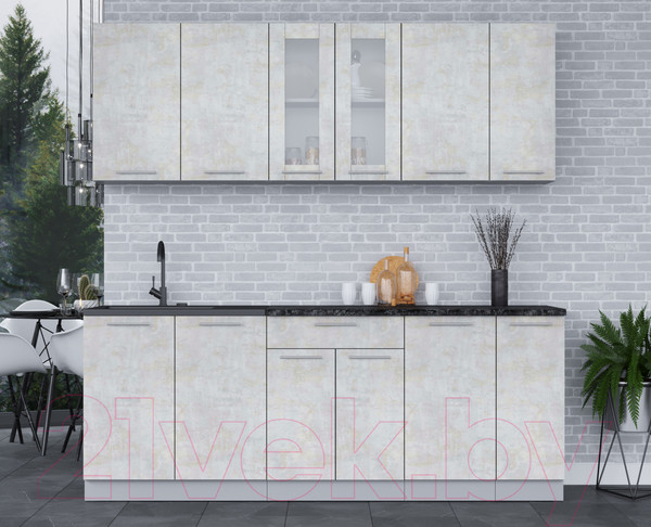 Изображение товара Кухонный гарнитур Интерлиния Мила 21 (бетон лайт/бетон лайт/кастилло темный)