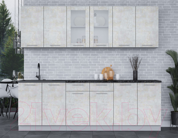 Изображение товара Кухонный гарнитур Интерлиния Мила 24 (бетон лайт/бетон лайт/кастилло темный)