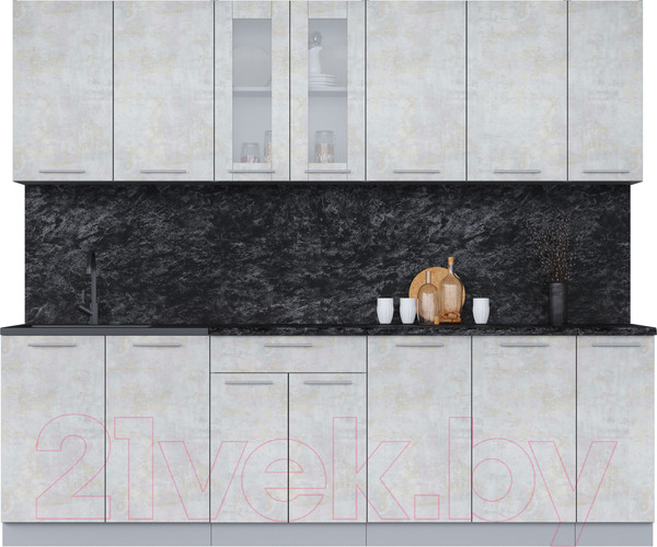 Изображение товара Кухонный гарнитур Интерлиния Мила 25 (бетон лайт/бетон лайт/кастилло темный)