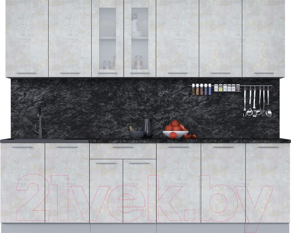 Изображение товара Кухонный гарнитур Интерлиния Мила 26 (бетон лайт/бетон лайт/кастилло темный)