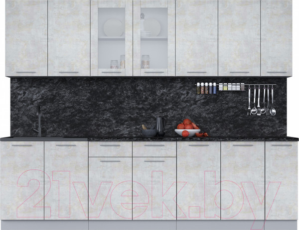 Изображение товара Кухонный гарнитур Интерлиния Мила 27 (бетон лайт/бетон лайт/кастилло темный)
