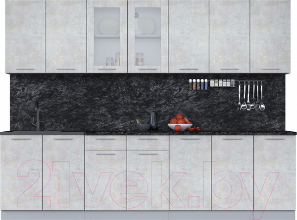 Изображение товара Кухонный гарнитур Интерлиния Мила 28 (бетон лайт/бетон лайт/кастилло темный)