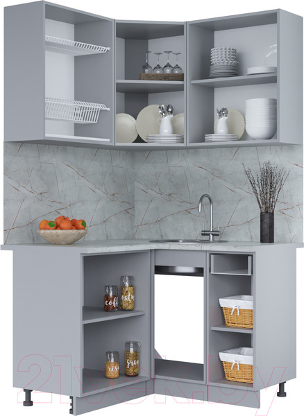 Изображение товара Кухонный гарнитур Интерлиния Мила 12x12 (дуб золотой/бетон портленд/дуб бунратти)