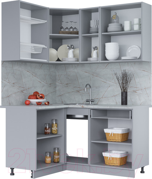 Изображение товара Кухонный гарнитур Интерлиния Мила 12x15 (дуб золотой/бетон портленд/дуб бунратти)