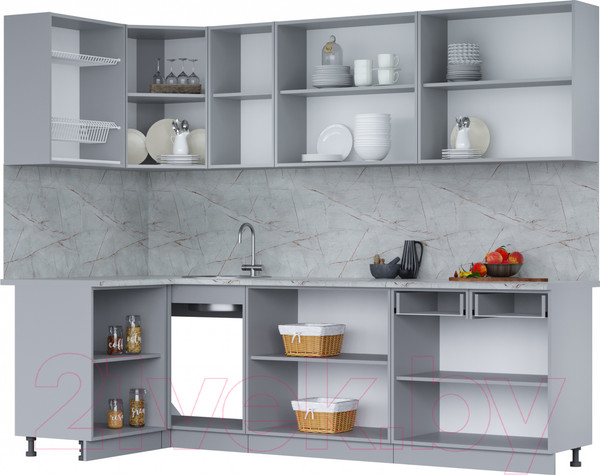 Изображение товара Кухонный гарнитур Интерлиния Мила 12x26 (дуб золотой/бетон портленд/дуб бунратти)