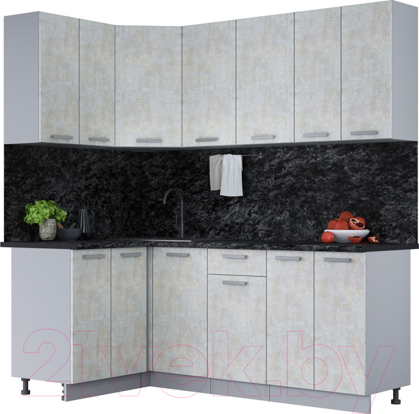 Изображение товара Кухонный гарнитур Интерлиния Мила Лайт 1.2x2.0 (бетон лайт/бетон лайт/кастилло темный)