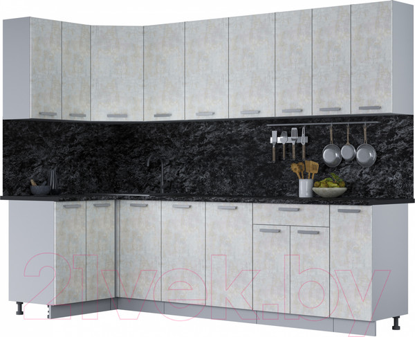 Изображение товара Кухонный гарнитур Интерлиния Мила Лайт 1.2x2.7 (бетон лайт/бетон лайт/кастилло темный)