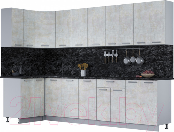 Изображение товара Кухонный гарнитур Интерлиния Мила Лайт 1.2x3.0 (бетон лайт/бетон лайт/кастилло темный)