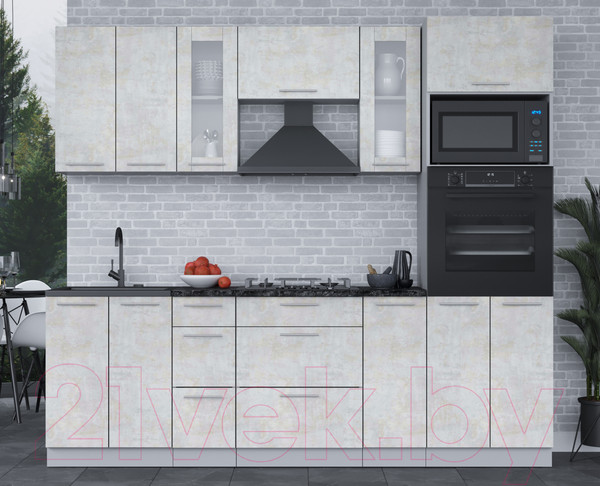 Изображение товара Кухонный гарнитур Интерлиния Мила 2.4 ВТ (бетон лайт/бетон лайт/кастилло темный)