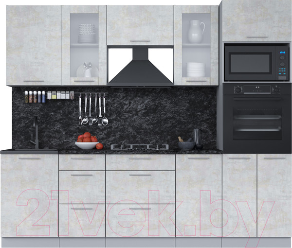 Изображение товара Кухонный гарнитур Интерлиния Мила 2.5 ВТ (бетон лайт/бетон лайт/кастилло темный)