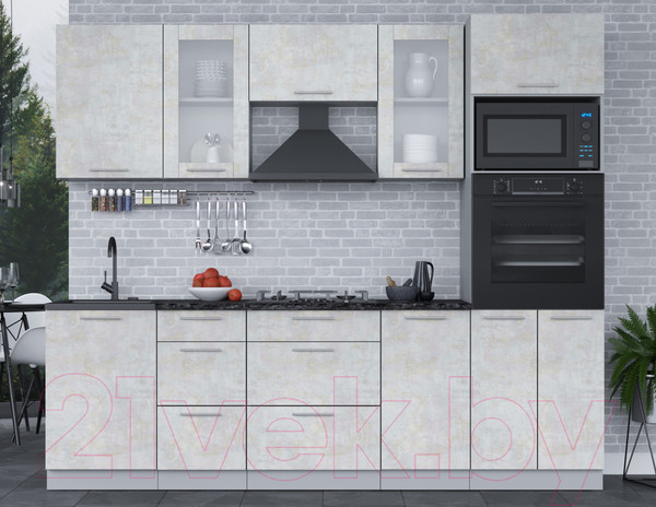 Изображение товара Кухонный гарнитур Интерлиния Мила 2.5 ВТ (бетон лайт/бетон лайт/кастилло темный)