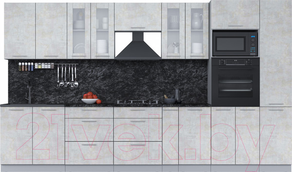 Изображение товара Кухонный гарнитур Интерлиния Мила 3.6 ВТ (бетон лайт/бетон лайт/кастилло темный)