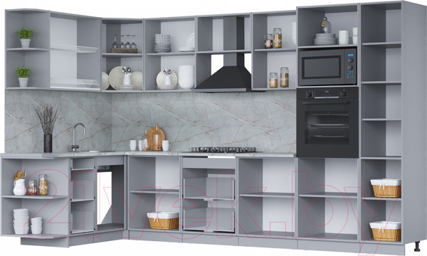 Изображение товара Кухонный гарнитур Интерлиния Мила 1.68х3.4 левая (дуб золотой/бетон портленд/дуб бунратти)