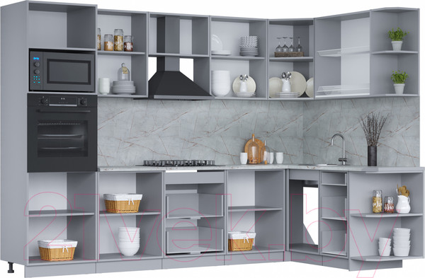 Изображение товара Кухонный гарнитур Интерлиния Мила 1.68х3.0 правая (дуб золотой/бетон портленд/дуб бунратти)