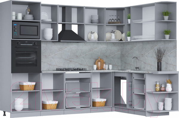 Изображение товара Кухонный гарнитур Интерлиния Мила 1.88х2.8 правая (дуб золотой/бетон портленд/дуб бунратти)