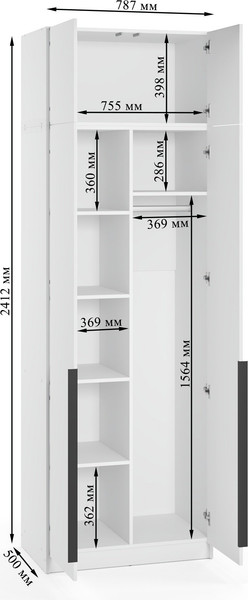 Изображение товара Шкаф Soma Lord Black 2-х створчатый 80x240 (белый)