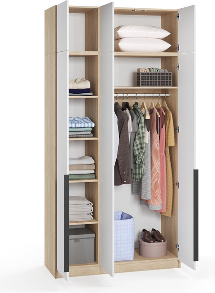 Изображение товара Шкаф Soma Lord Black 3-х створчатый 120x240 (дуб сонома/белый)