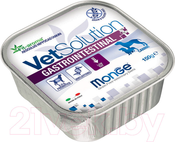 Изображение товара Влажный ветеринарный корм для собак Monge Vet Solution Gastrointestinal (150г)