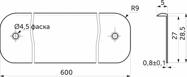 Изображение товара Соединительная планка для столешницы Интерлиния Щелевая  28мм