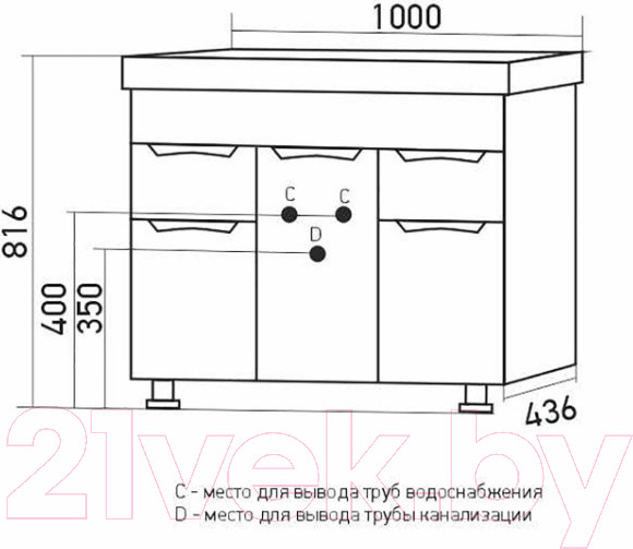 Изображение товара Тумба под умывальник Mixline Этьен-100 553776
