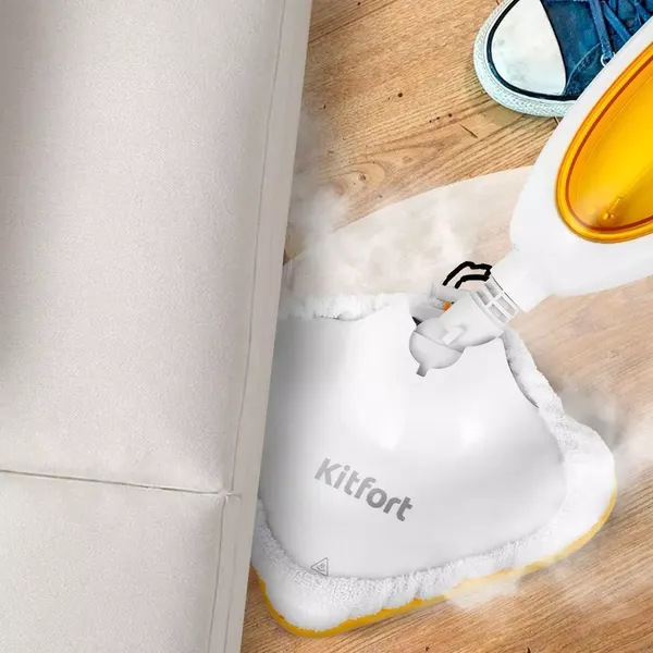 Изображение товара Пароочиститель Kitfort KT-1054-1 (белый/желтый)