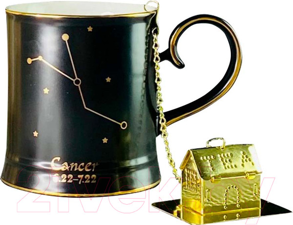 Изображение товара Кружка Lenardi Рак 106-293 (с фильтром и ложкой)