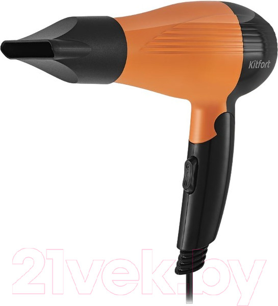 Изображение товара Компактный фен Kitfort KT-3244-2 (черный/оранжевый)