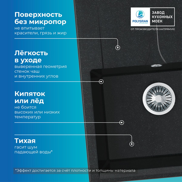 Изображение товара Мойка кухонная Polygran Gals 620 (космос)