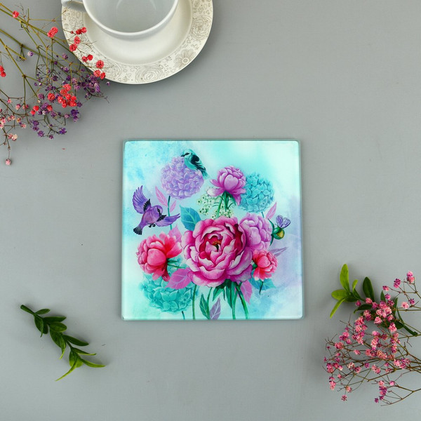 Изображение товара Разделочная доска Мультидом Пионы и птички VL48-15