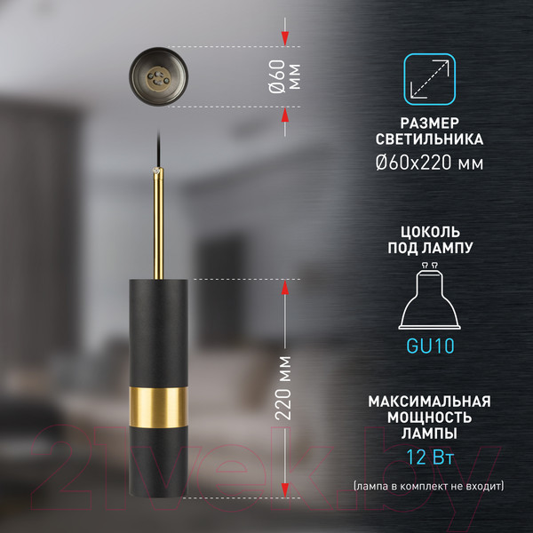 Изображение товара Потолочный светильник ЭРА PL33 BK/GD MR16 GU10 / Б0061382 (черный/золото)