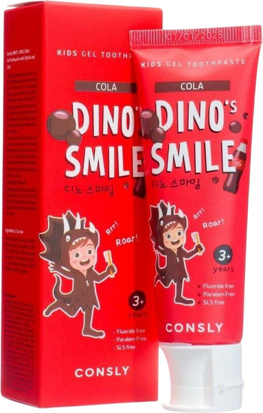 Изображение товара Зубная паста Consly Kids Dino's Smile С ксилитом и вкусом колы (60г)