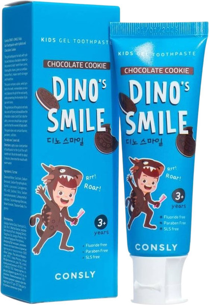 Изображение товара Зубная паста Consly Kids Dino's Smile С ксилитом и вкусом шоколадного печенья (60г)