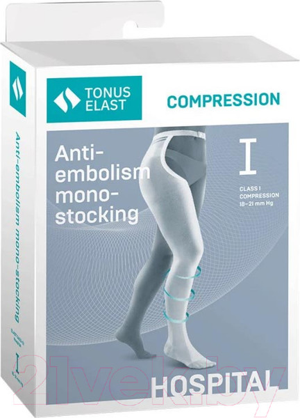 Изображение товара Чулок компрессионный Tonus Elast Hospital 0403-01 1кк левый (р.3/рост 2, белый)