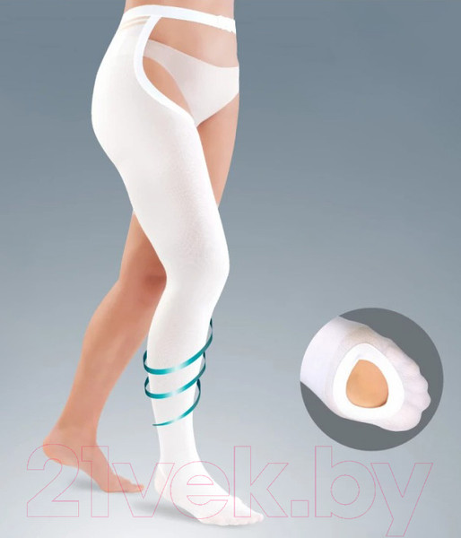 Изображение товара Чулок компрессионный Tonus Elast Hospital 0403-01 1кк левый (р.3/рост 2, белый)