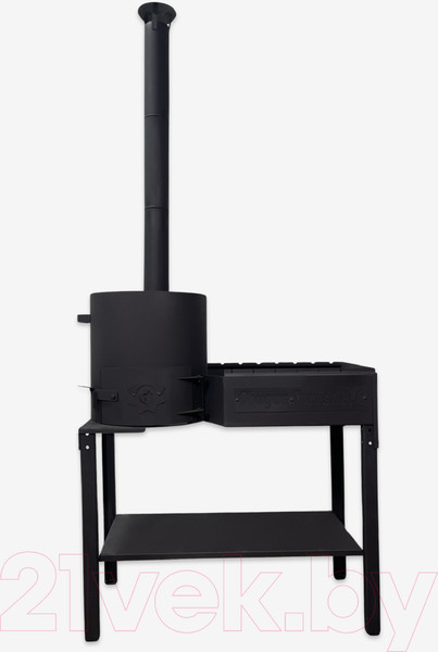 Изображение товара Печь-мангал Chugun Invest 3в1 90x33x70см 370мм (12л, с дымоходом и подказанником)