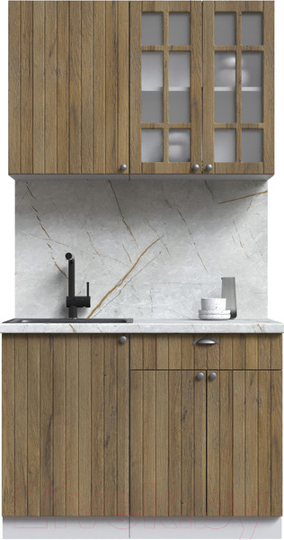 Изображение товара Кухонный гарнитур Интерлиния Берес 1.1А (дуб вотан/дуб вотан/серый каспий)
