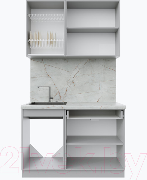 Изображение товара Кухонный гарнитур Интерлиния Берес 1.2А (дуб вотан/дуб вотан/серый каспий)