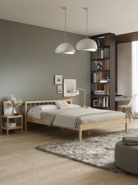 Изображение товара Двуспальная кровать Домаклево Мечта 4 160x200 (береза/натуральный)