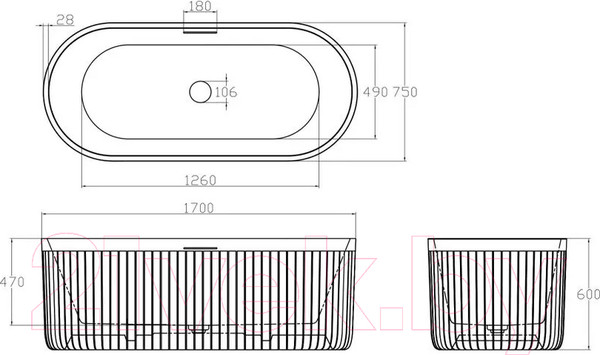 Изображение товара Ванна из искусственного камня Abber Stuttgart AM9925B (черный матовый)