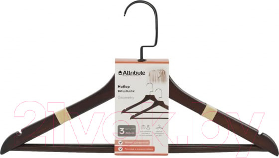 Изображение товара Набор деревянных вешалок-плечиков Attribute Geometry AHM301 (3шт)