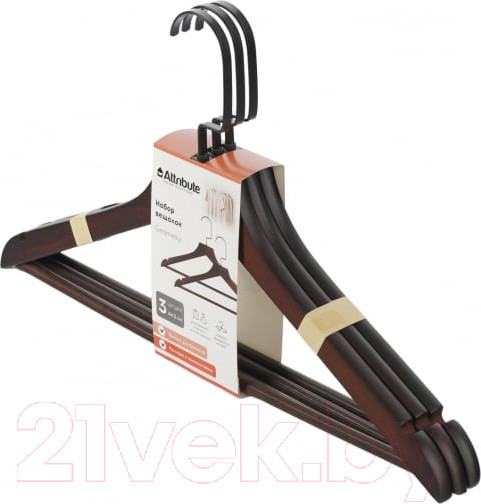 Изображение товара Набор деревянных вешалок-плечиков Attribute Geometry AHM301 (3шт)