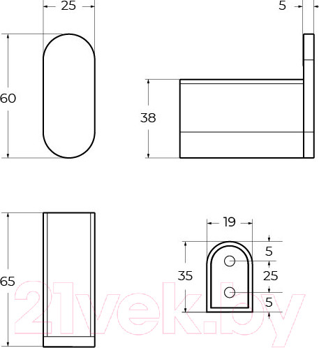 Изображение товара Крючок для ванной Cezares STYLUS-HK-NOP (черный матовый)