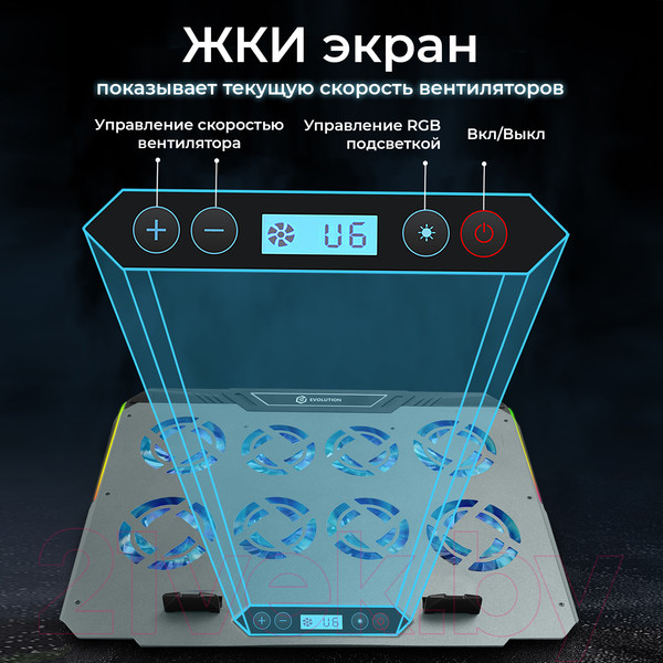 Изображение товара Подставка для ноутбука Evolution LCS-06 RGB с активным охлаждением