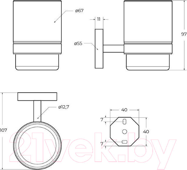 Изображение товара Стакан для зубной щетки и пасты Cezares RELAX-TUMS-GM