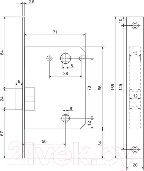 Изображение товара Ручка дверная Lorena 71SN/70 завертка (белый никель, механизм L70)